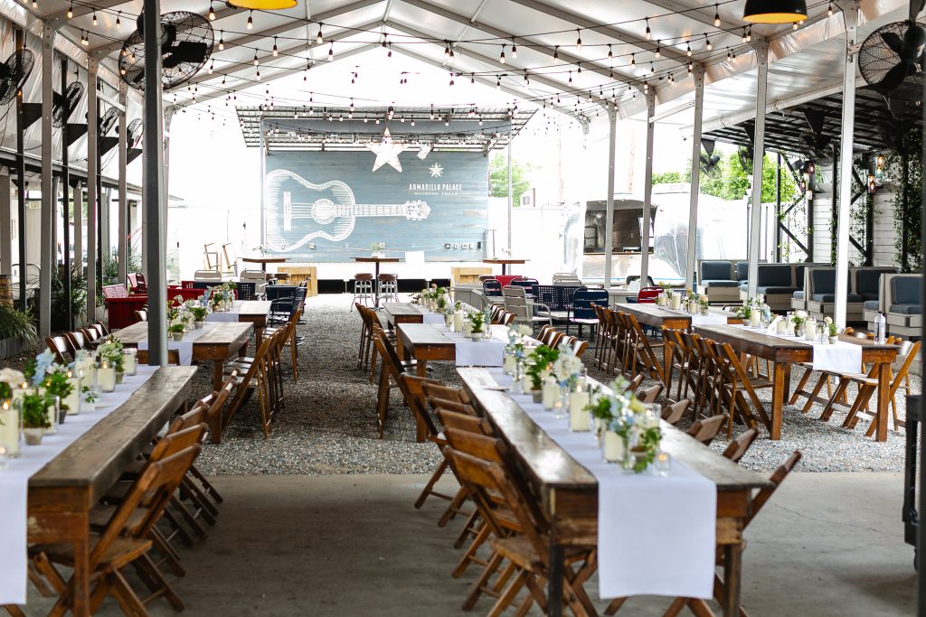 Outdoor wedding set up and decor at The Armadillo Palace